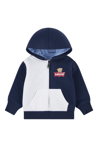 Sweat à capuche - Blanc, beige, rouge et bleu