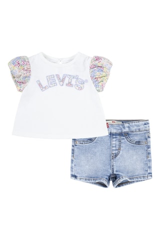 T-shirt et short en jean - Blanc et bleu
