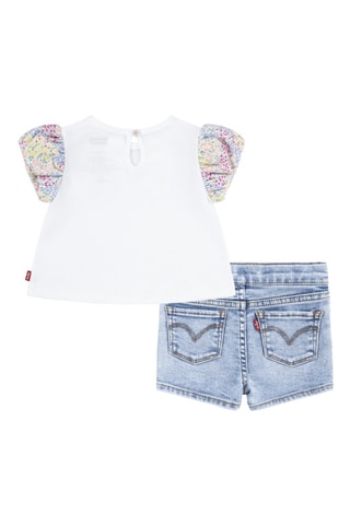 T-shirt et short en jean - Blanc et bleu