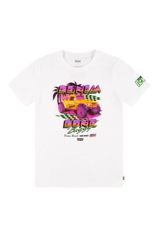 T-shirt - Blanc, noir, vert et rose
