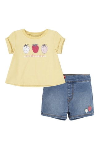 T-shirt et short en jean - Bleu et jaune