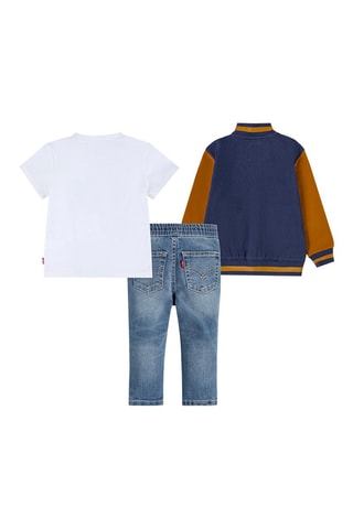 Ensemble 3 pièces - Blanc, bleu et marron