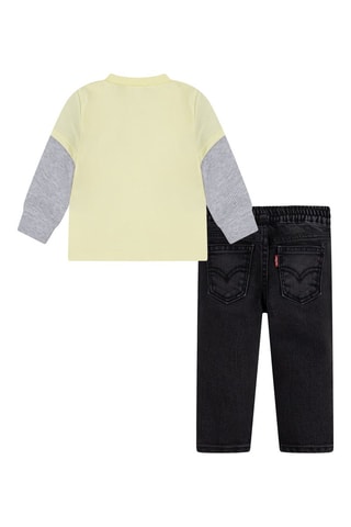 T-shirt et jean - Blanc, noir, jaune et gris
