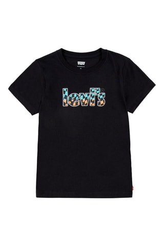T-shirt - Blanc, noir, bleu et orange