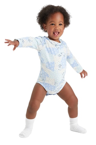 Body et robe-salopette en jean - Blanc, bleu et vert