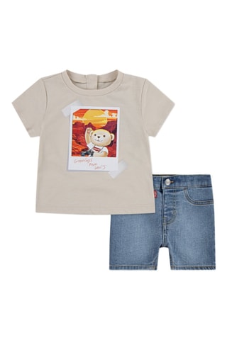 T-shirt et short en jean - Beige