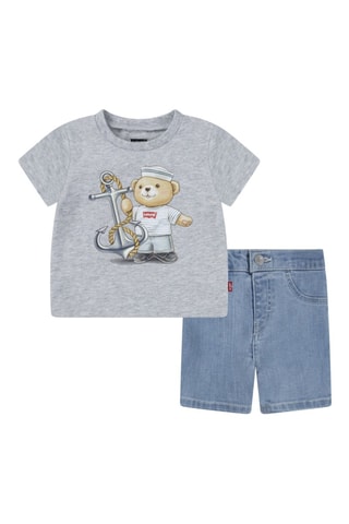 T-shirt et short en jean - Gris