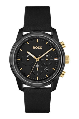 Montre à quartz en cuir - Noir