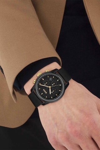 Montre à quartz en cuir - Noir