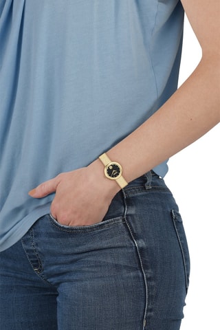 Montre à quartz en plaqué ion or jaune Lea - Doré et noir
