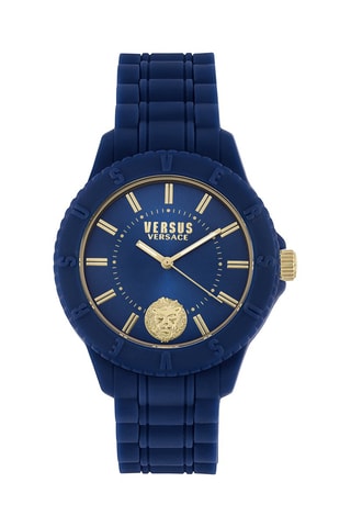 Montre à quartz en silicone et plaqué ion or jaune Tokyo - Bleu marine et doré