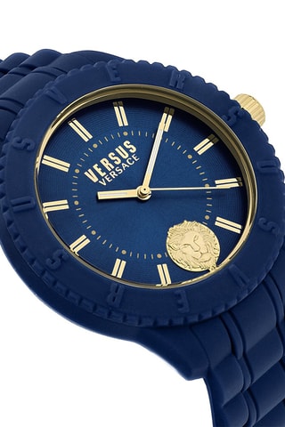 Montre à quartz en silicone et plaqué ion or jaune Tokyo - Bleu marine et doré