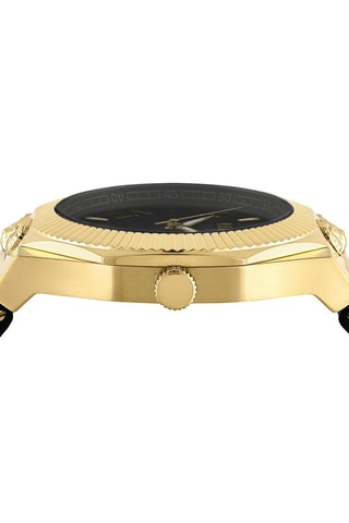 Montre à quartz en cuir et plaqué ion or jaune Echo Park - Noir et doré