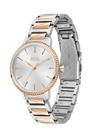Montre à quartz en acier - Argenté et doré rose