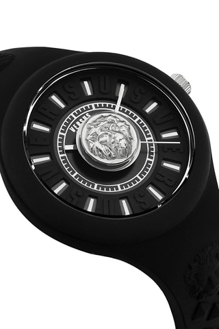 Montre à quartz en silicone Fire Island Lion - Noir et blanc