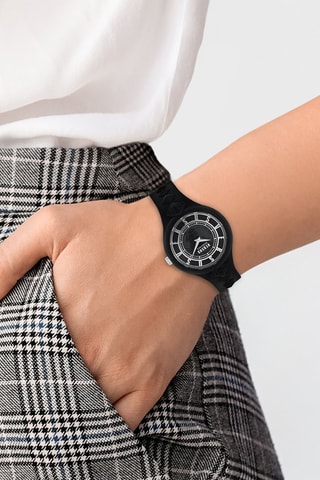 Montre à quartz en silicone Fire Island Studs - Noir et argenté