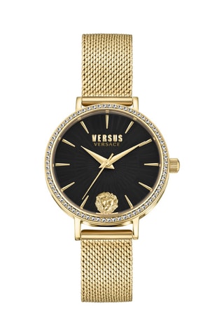 Montre à quartz en plaqué ion or jaune ornée de cristaux Swarovski Mar Vista Crystal - Noir et doré