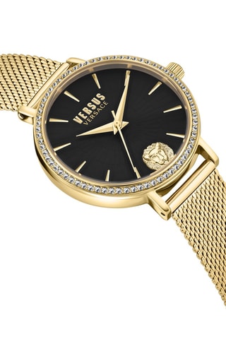 Montre à quartz en plaqué ion or jaune ornée de cristaux Swarovski Mar Vista Crystal - Noir et doré