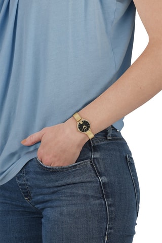 Montre à quartz en plaqué ion or jaune ornée de cristaux Swarovski Mar Vista Crystal - Noir et doré