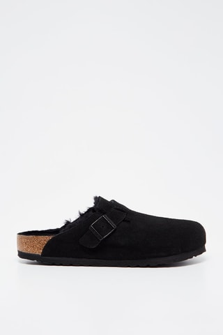 Sabots fourrés en nubuck Boston - Noir - Largeur normale