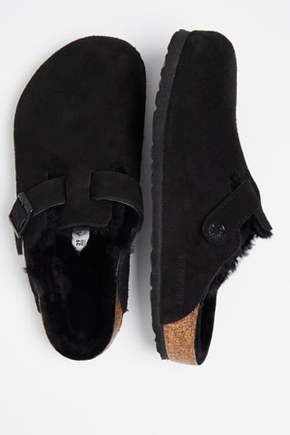 Sabots fourrés en nubuck Boston - Noir - Largeur normale