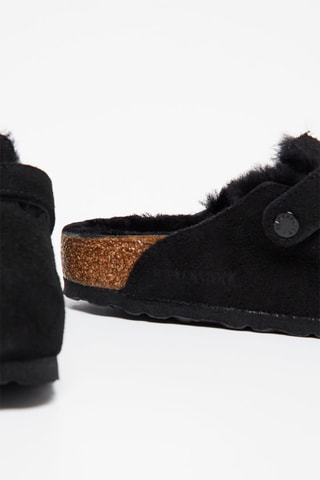 Sabots fourrés en nubuck Boston - Noir - Largeur normale