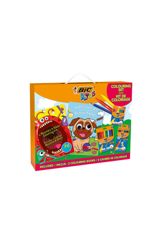 Conjunto de colorir Kids Fun - 24 lápis e feltros e 2 livros para colorir