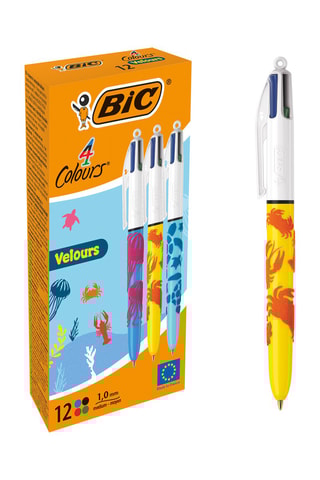 12 esferográficas 4 cores Veludo 
4 tintas