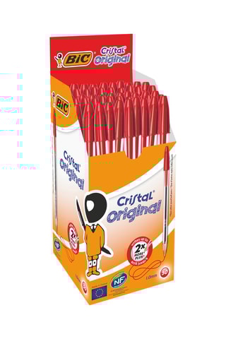 50 esferográficas Cristal - Tinta vermelha