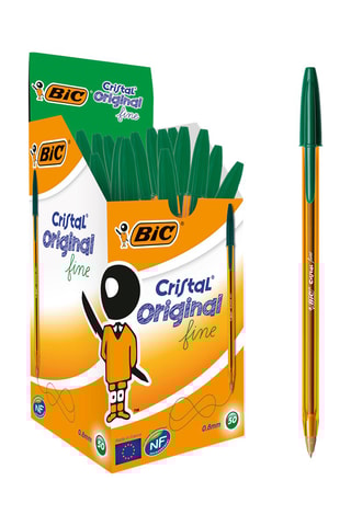 50 esferográficas Cristal - Tinta verde