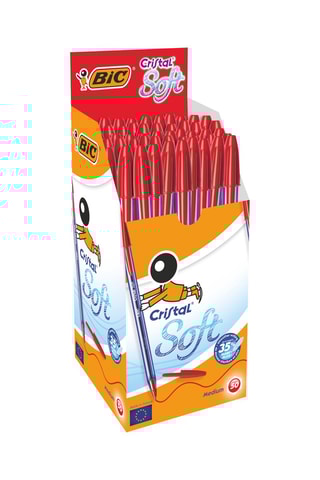 50 esferográficas Cristal - Tinta vermelha