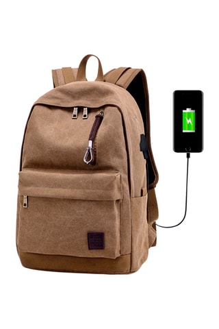 Sac à dos avec chargeur USB intégré Marron