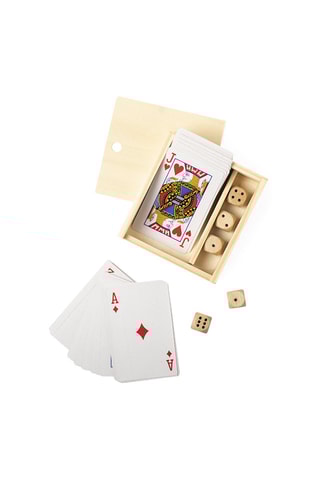 Jeu de cartes françaises et dés en bois - Naturel