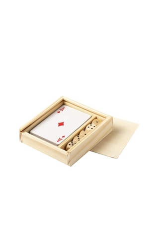 Jeu de cartes françaises et dés en bois - Naturel