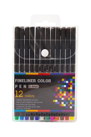 12 feutres à pointe fine - 0,4 mm