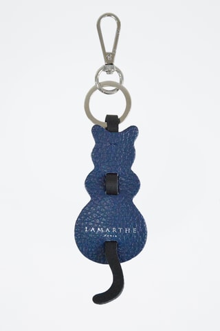 Porta-chaves em couro Charms - Azul-marinho