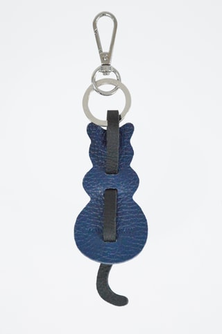 Porta-chaves em couro Charms - Azul-marinho