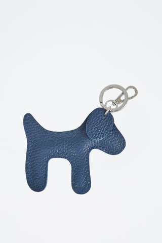 Porta-chaves em couro Charms - Azul-marinho