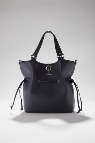 Mala bucket em couro M Paris - Azul