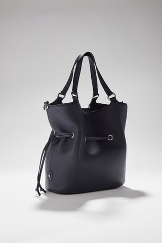 Mala bucket em couro M Paris - Azul