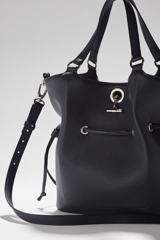 Mala bucket em couro M Paris - Azul