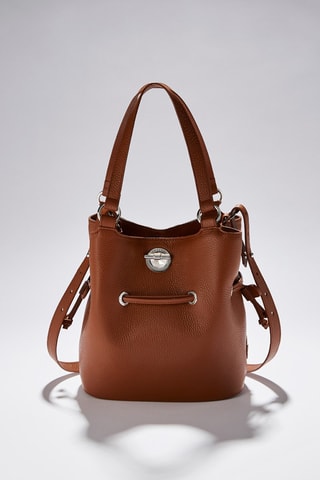 Mala bucket em couro S Paris - Castanho