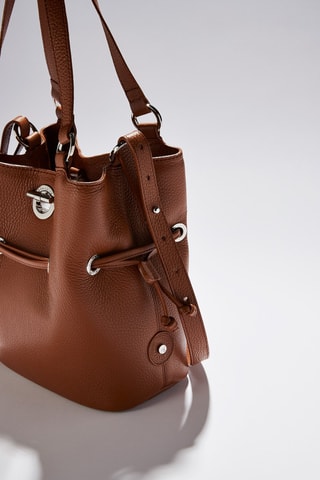 Mala bucket em couro S Paris - Castanho