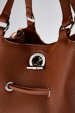Mala bucket em couro S Paris - Castanho