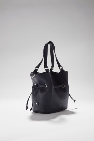 Mala bucket em couro S Paris - Azul