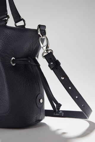 Mala bucket em couro S Paris - Azul