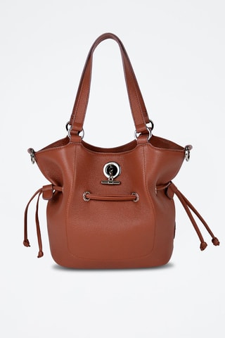 Mala bucket em couro S Paris - Castanho
