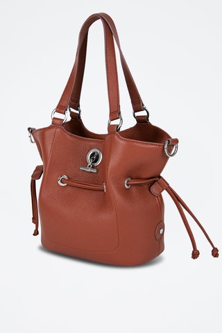 Mala bucket em couro S Paris - Castanho
