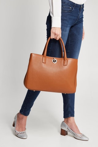 Mala shopper em couro Paris - Castanho