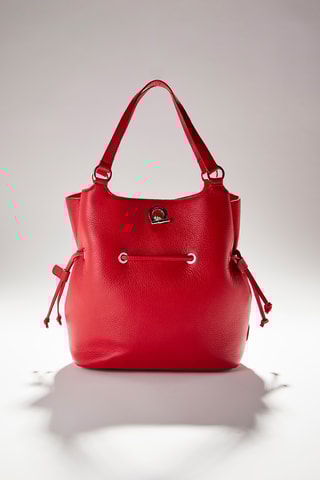 Mala bucket em couro M Paris - Vermelho